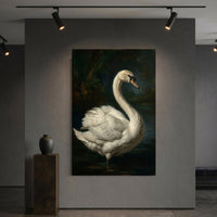 Majestic White Swan Oil Painting Style Canvas Print Wall Art, Elegant Nature Decor - Mockup Display 6