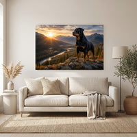 Majestic Rottweiler Dog Sunset Mountain Vista Canvas Print Wall Art - Scenic - Mockup Display 6