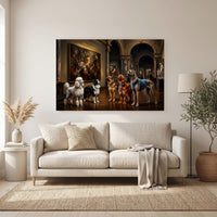 Regal Dogs Museum Visit Oil Painting Style Canvas Print Wall Art for Home - Mockup Display 6