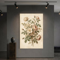 Vintage Floral Rose Bouquet Oil Painting Style Canvas Print Wall Art for Home - Mockup Display 6