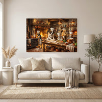 Humorous Chef Dogs Cooking Oil Painting Style Canvas Print Wall Art for Kitchen Decor - Mockup Display 6