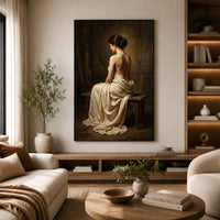 Classical Draped Woman Oil Painting Style Canvas Print Wall Art, Elegant Decor - Mockup Display 6