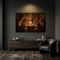 Classic Religious Last Supper Oil Painting Style Canvas Print Wall Art, Sacred Scene - Mockup Display 6