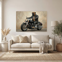 Bullmastiff Biker Dog on Motorcycle Oil Painting Style Canvas Print Wall Art - Mockup Display 6
