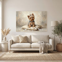 Yorkshire Terrier Stretched Canvas Wall Art, Soft Dog Portrait Print, Elegant Bedroom Decor