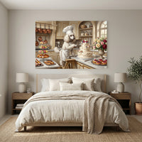 Charming Poodle Chef Baking Oil Painting Style Canvas Print Wall Art, Kitchen Decor - Mockup Display 6