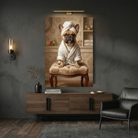 Relaxed French Bulldog Oil Painting Style Canvas Print Wall Art, Spa Chic Decor - Mockup Display 6