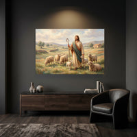 Good Shepherd Jesus Oil Painting Style Canvas Print Wall Art for Faith Decor - Mockup Display 6