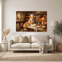 Charming Corgi Baker Oil Painting Style Canvas Print Wall Art, Rustic Bakery Decor - Mockup Display 6