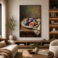 Rustic Figs Still Life Oil Painting Style Canvas Print Wall Art, Home Decor - Mockup Display 6