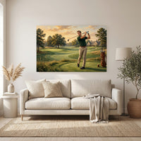 Classic Golfer Oil Painting Style Canvas Print Wall Art for Home Decor - Mockup Display 6