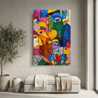 Abstract Faces Canvas Wall Art, Colorful Modern Portrait Print, Gallery Room Decor