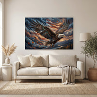 Majestic Bald Eagle American Flag Oil Painting Style Canvas Print Wall Art - Mockup Display 6