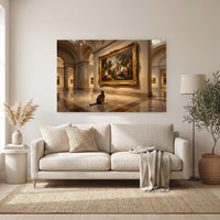Curious Cat in Museum Oil Painting Style Canvas Print Wall Art, Elegant Gallery Decor - Mockup Display 6