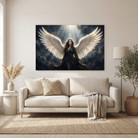 Mystical Angel with Wings Canvas Print Wall Art, Dramatic Celestial Design - Mockup Display 6