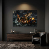 Jesus Calms the Storm Classic Spiritual Canvas Print Wall Art - Dramatic - Mockup Display 6