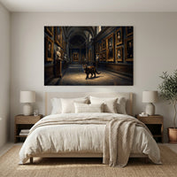 Tortoiseshell Cat in Grand Gallery Oil Painting Style Canvas Print Wall Art, Elegant Decor - Mockup Display 6