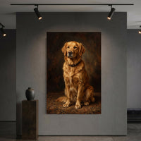 Elegant Golden Retriever Oil Painting Style Canvas Print Wall Art Classic - Mockup Display 6