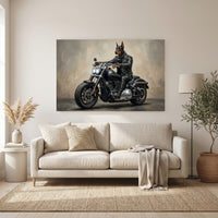 Doberman Biker Dog Oil Painting Style Canvas Print Wall Art, Man Cave Decor - Mockup Display 6