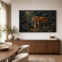 Majestic Tiger in Lush Jungle Realistic Canvas Print Wall Art, Nature-Inspired Decor - Mockup Display 6