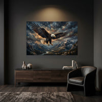 Majestic Bald Eagle Soaring Oil Painting Style Canvas Print Wall Art, Patriotic - Mockup Display 6