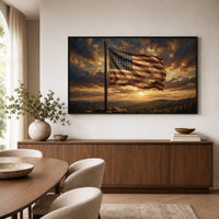 Weathered American Flag Oil Painting Style Canvas Print Wall Art for Rustic Decor - Mockup Display 6
