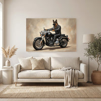 Biker German Shepherd Dog Oil Painting Style Canvas Print Wall Art Decor - Mockup Display 6