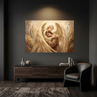 Serene Angelic Embrace Oil Painting Style Canvas Print Wall Art for Peace - Mockup Display 6