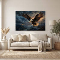 Bald Eagle Canvas Wall Art, Patriotic Wildlife Print, Dramatic Living Room Decor
