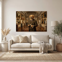 Golden Retriever Art Lover Oil Painting Style Canvas Print Wall Art, Gallery Decor - Mockup Display 6