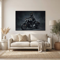 Cool Biker Black Cat Motorcycle Canvas Print Wall Art for Modern Decor - Mockup Display 6