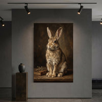 Charming Rabbit Oil Painting Style Canvas Print Wall Art, Rustic Decor - Mockup Display 6