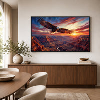 Majestic Bald Eagle Grand Canyon Oil Painting Style Canvas Print Wall Art Sunset - Mockup Display 6