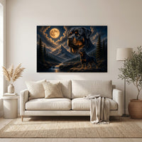 Rottweiler Dogs Moonlit Mountain Fantasy Art Style Canvas Print Wall Art, Dramatic - Mockup Display 6