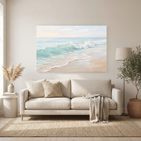 Serene Ocean Wave Impasto Style Canvas Print Wall Art, Coastal Home Decor Accent - Mockup Display 6