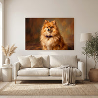 Pomeranian Canvas Wall Art, Painterly Dog Portrait Print, Warm Living Room Decor
