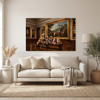 Five Dogs Admiring Art Museum Oil Painting Style Canvas Print Wall Decor - Mockup Display 6