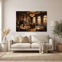 Canine Courtroom Drama Oil Painting Style Canvas Print Wall Art Humorous Decor - Mockup Display 6