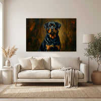 Rottweiler Canvas Wall Art, Painterly Dog Portrait Print, Bold Living Room Decor