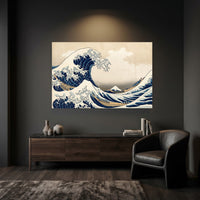 Iconic Japanese Great Wave Ukiyo-e Style Canvas Print Wall Art, Timeless Classic - Mockup Display 6