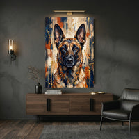German Shepherd Abstract Oil Painting Style Canvas Print Wall Art, Expressive Decor - Mockup Display 6