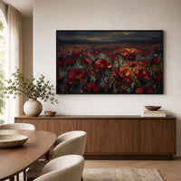 Dramatic Red Poppy Field Impasto Style Canvas Print Wall Art, Vibrant Decor - Mockup Display 6