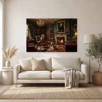 Regal Dogs in Opulent Study Oil Painting Style Canvas Print for Home Decor - Mockup Display 6