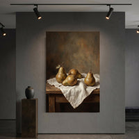 Realistic Pears Still Life Oil Painting Style Canvas Print Wall Art for Kitchen Decor - Mockup Display 6