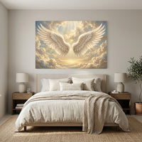 Angel Wings Celestial Cloudscape Canvas Print Wall Art, Divine Light Theme - Mockup Display 6