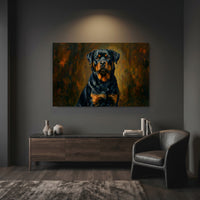 Rottweiler Canvas Wall Art, Painterly Dog Portrait Print, Bold Living Room Decor
