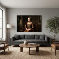 Elegant Noblewoman Portrait Oil Painting Style Canvas Print Wall Art, Majestic - Mockup Display 7