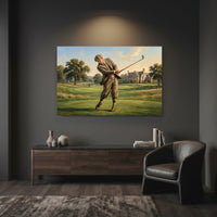 Vintage Golfer Golf Course Oil Painting Style Canvas Print Wall Art - Mockup Display 7