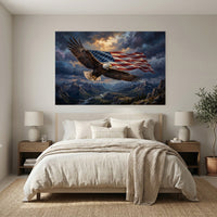 Majestic Bald Eagle American Flag Landscape Oil Painting Style Canvas Print - Mockup Display 7