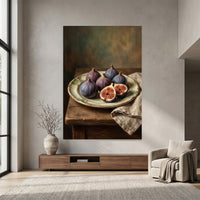 Rustic Figs Still Life Oil Painting Style Canvas Print Wall Art, Home Decor - Mockup Display 7